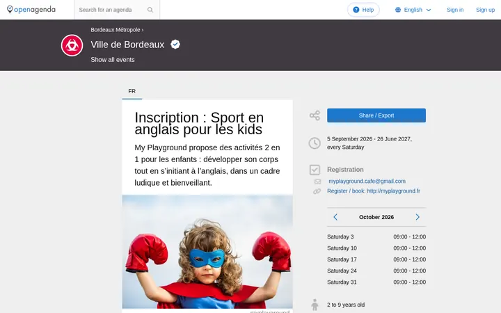 Capture de la page officielle de l'événement