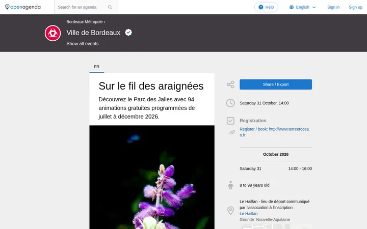 Capture de la page officielle de l'événement