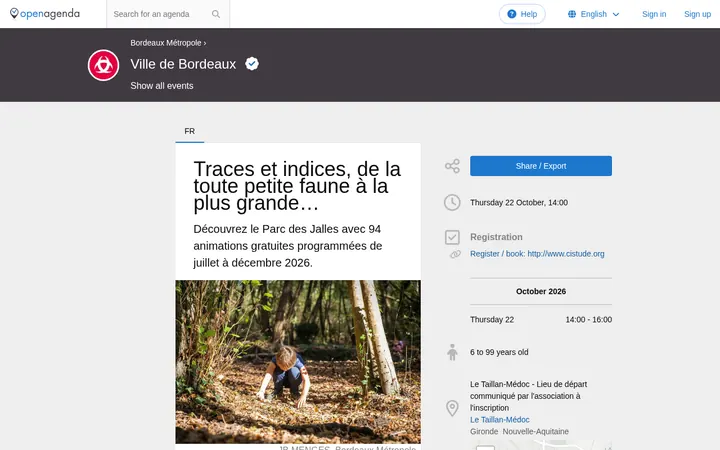 Capture de la page officielle de l'événement