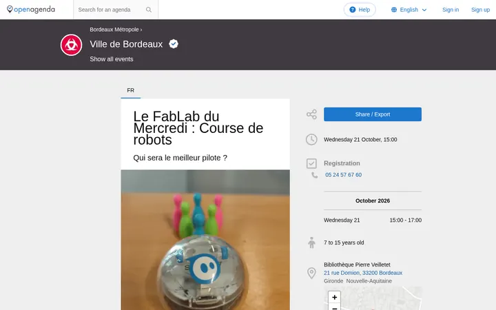 Capture de la page officielle de l'événement