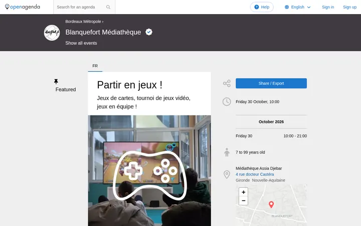 Capture de la page officielle de l'événement