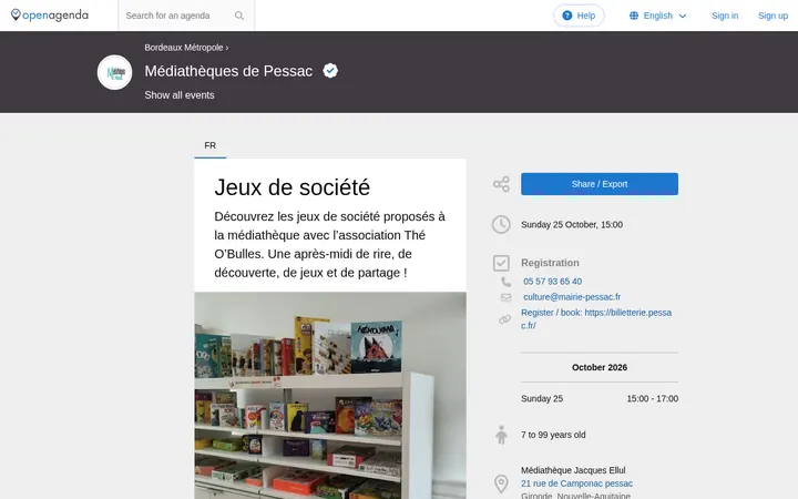 Capture de la page officielle de l'événement