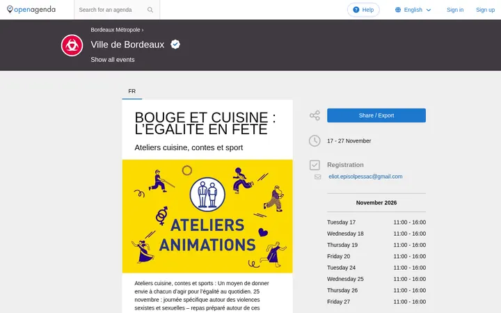 Capture de la page officielle de l'événement