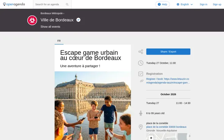 Capture de la page officielle de l'événement