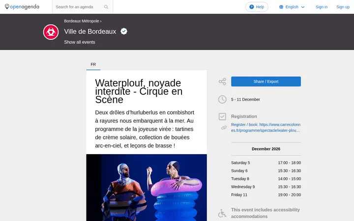 Capture de la page officielle de l'événement