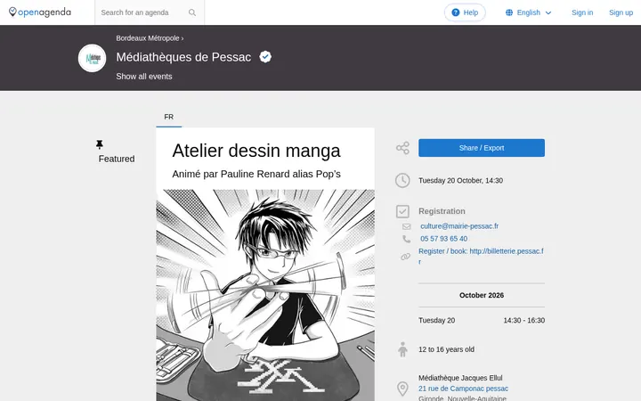 Capture de la page officielle de l'événement