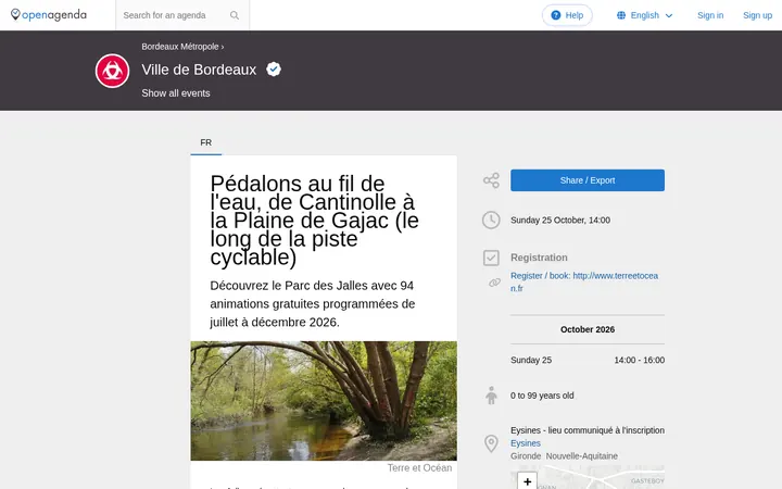 Capture de la page officielle de l'événement