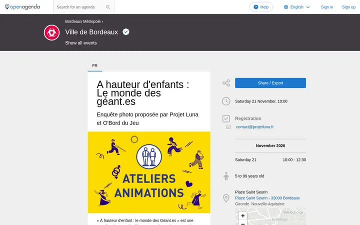 Capture de la page officielle de l'événement