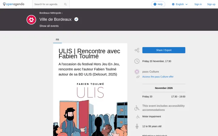 Capture de la page officielle de l'événement