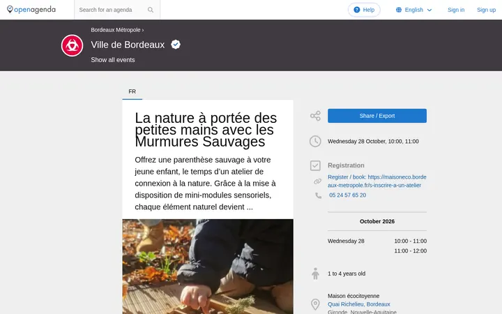 Capture de la page officielle de l'événement