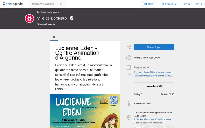 Capture de la page officielle de l'événement