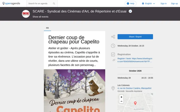 Capture de la page officielle de l'événement