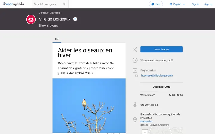Capture de la page officielle de l'événement