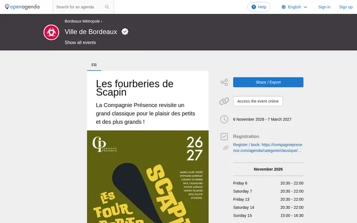 Capture de la page officielle de l'événement