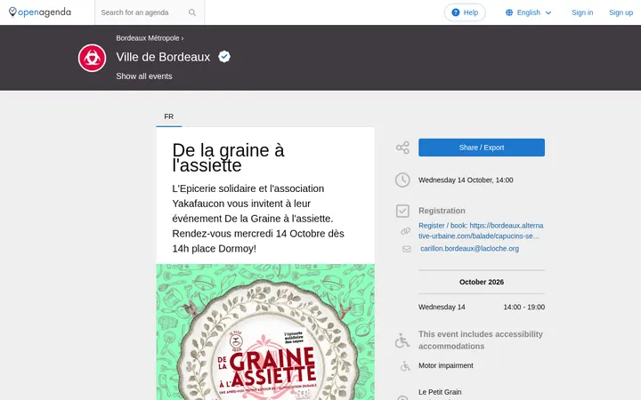 Capture de la page officielle de l'événement