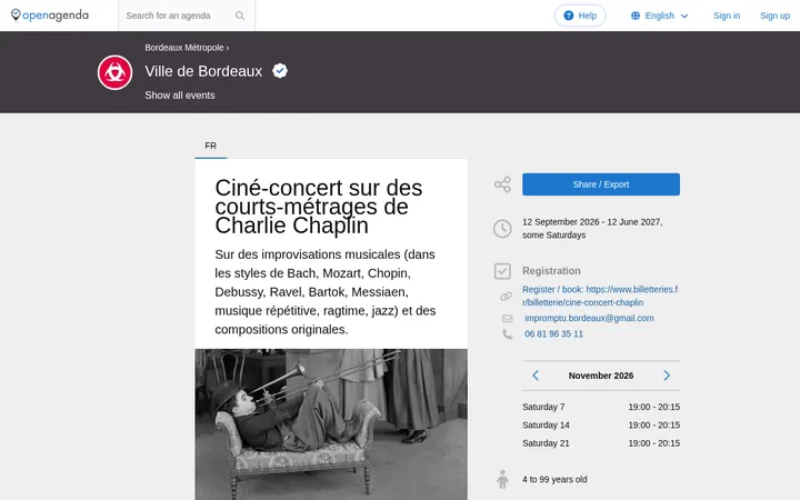 Capture de la page officielle de l'événement