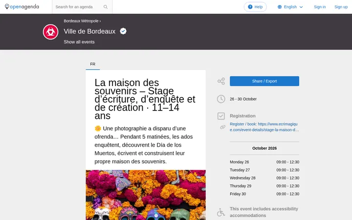 Capture de la page officielle de l'événement
