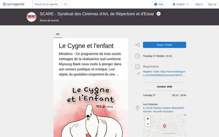 Capture de la page officielle de l'événement