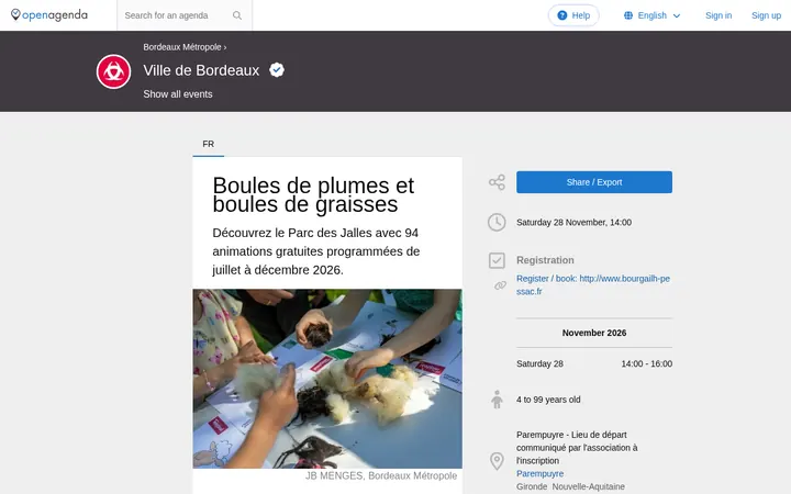 Capture de la page officielle de l'événement