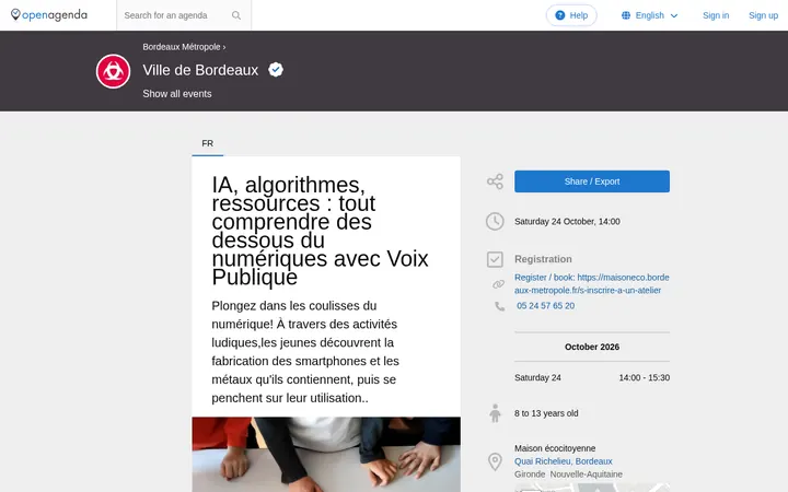 Capture de la page officielle de l'événement