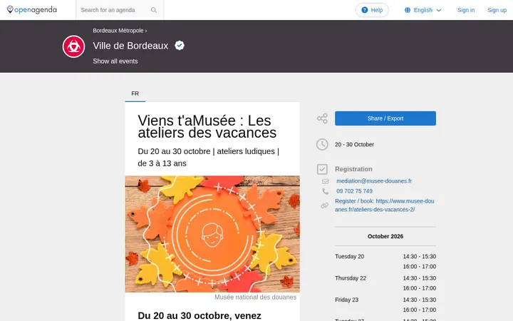 Capture de la page officielle de l'événement