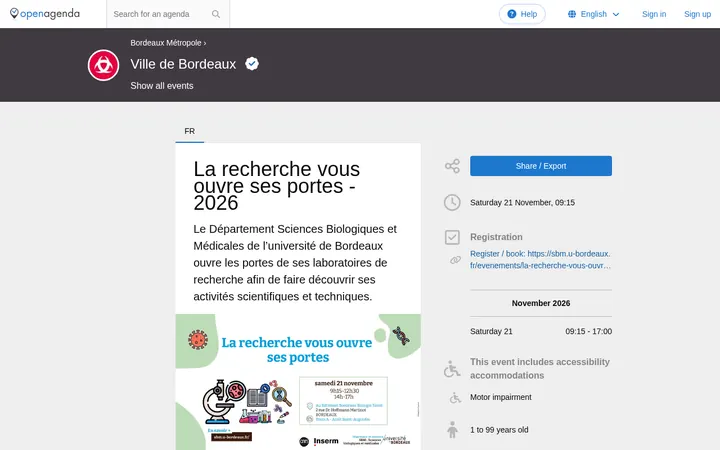 Capture de la page officielle de l'événement