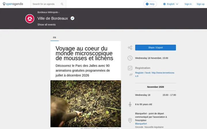 Capture de la page officielle de l'événement