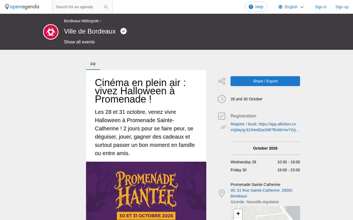 Capture de la page officielle de l'événement
