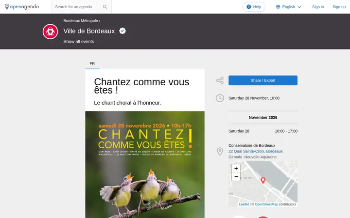 Capture de la page officielle de l'événement
