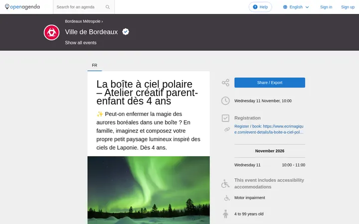 Capture de la page officielle de l'événement