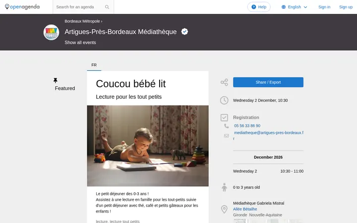 Capture de la page officielle de l'événement