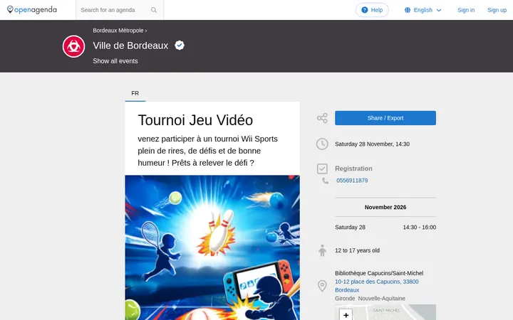 Capture de la page officielle de l'événement