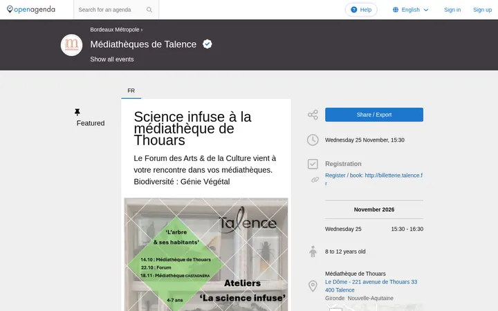 Capture de la page officielle de l'événement