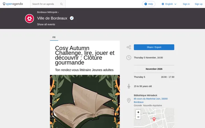 Capture de la page officielle de l'événement