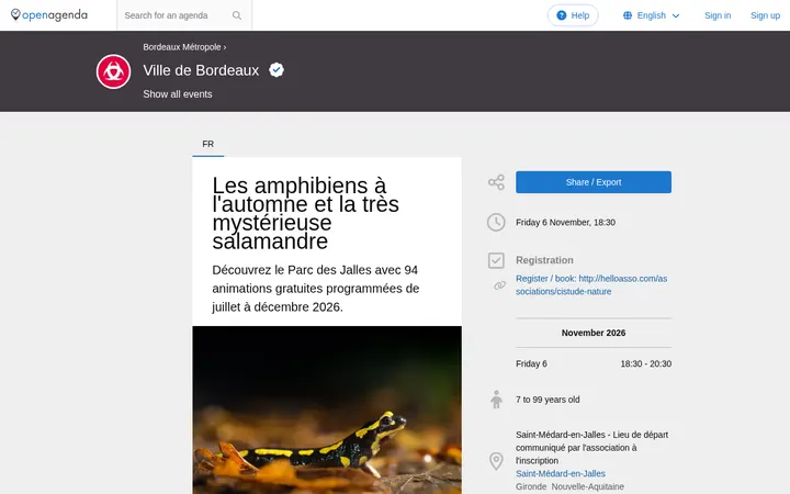 Capture de la page officielle de l'événement