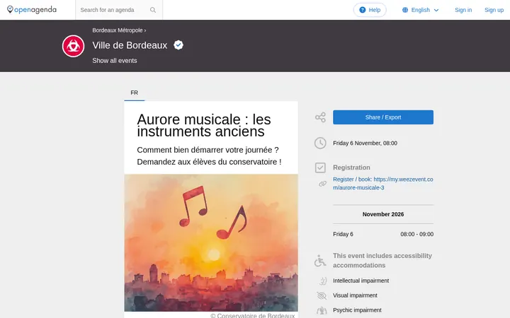 Capture de la page officielle de l'événement