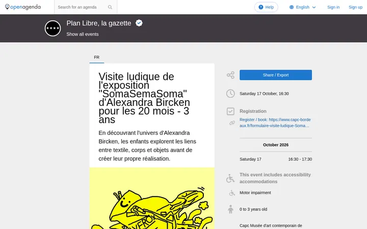 Capture de la page officielle de l'événement