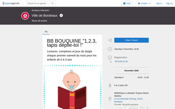 Capture de la page officielle de l'événement