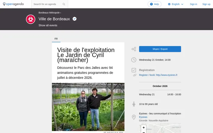 Capture de la page officielle de l'événement