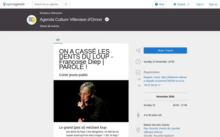 Capture de la page officielle de l'événement