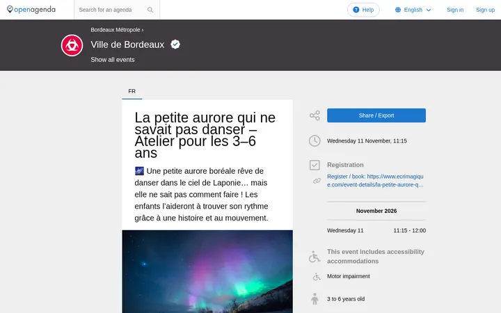 Capture de la page officielle de l'événement