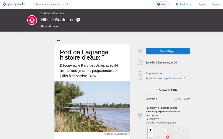 Capture de la page officielle de l'événement
