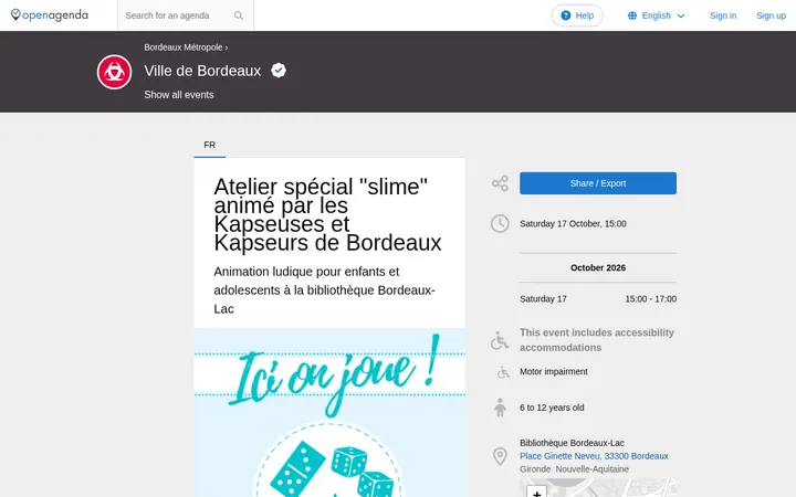 Capture de la page officielle de l'événement