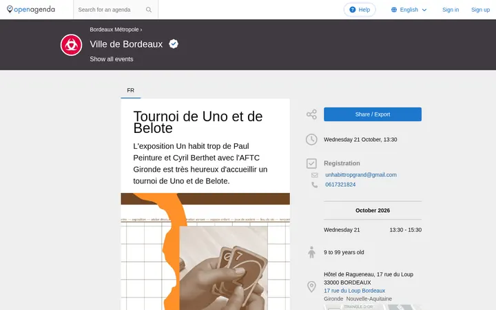Capture de la page officielle de l'événement