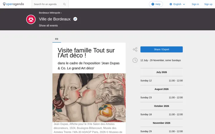 Capture de la page officielle de l'événement