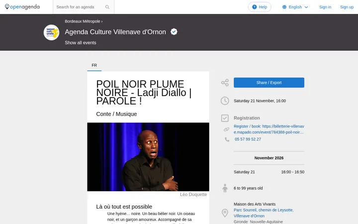 Capture de la page officielle de l'événement