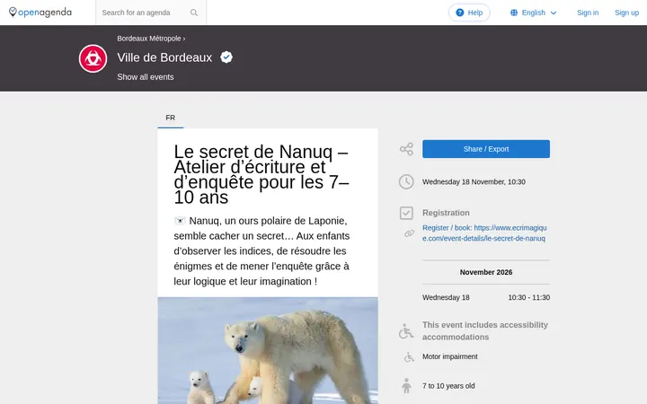 Capture de la page officielle de l'événement