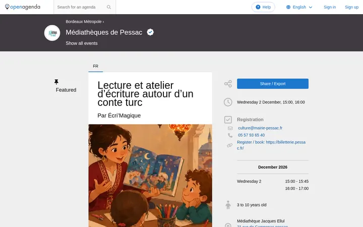 Capture de la page officielle de l'événement