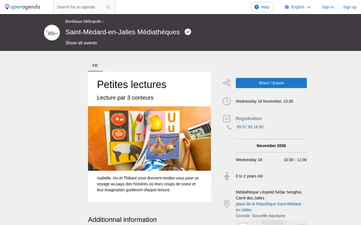 Capture de la page officielle de l'événement
