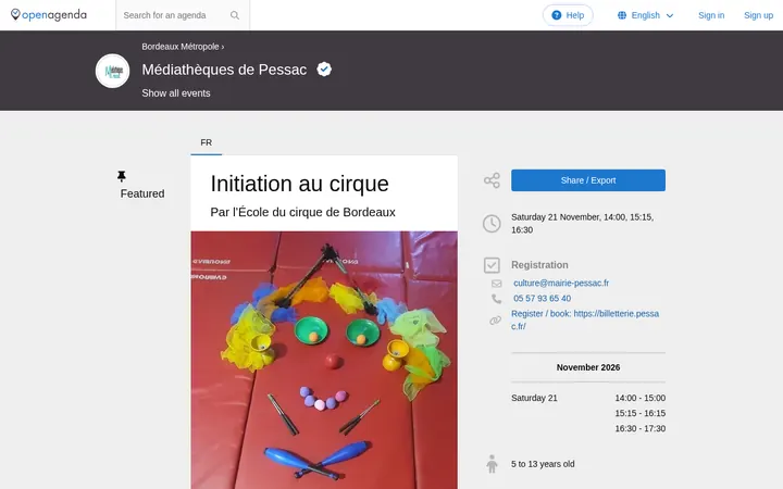 Capture de la page officielle de l'événement
